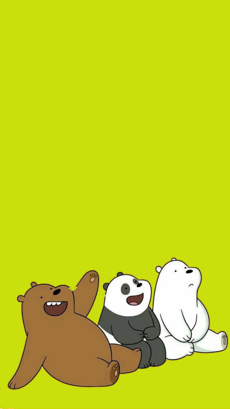 We Bare Bears Aesthetic, yellow green, three cartoon bears, HD Phone Wallpaper