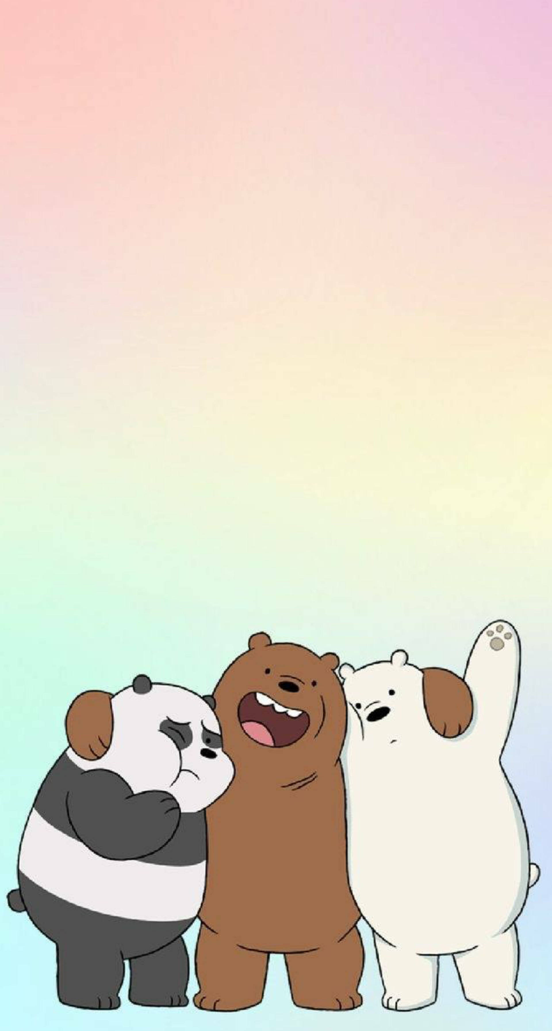 We Bare Bears Aesthetic, pastel yellow, soft pastel gradient sky, 2K Phone Wallpaper