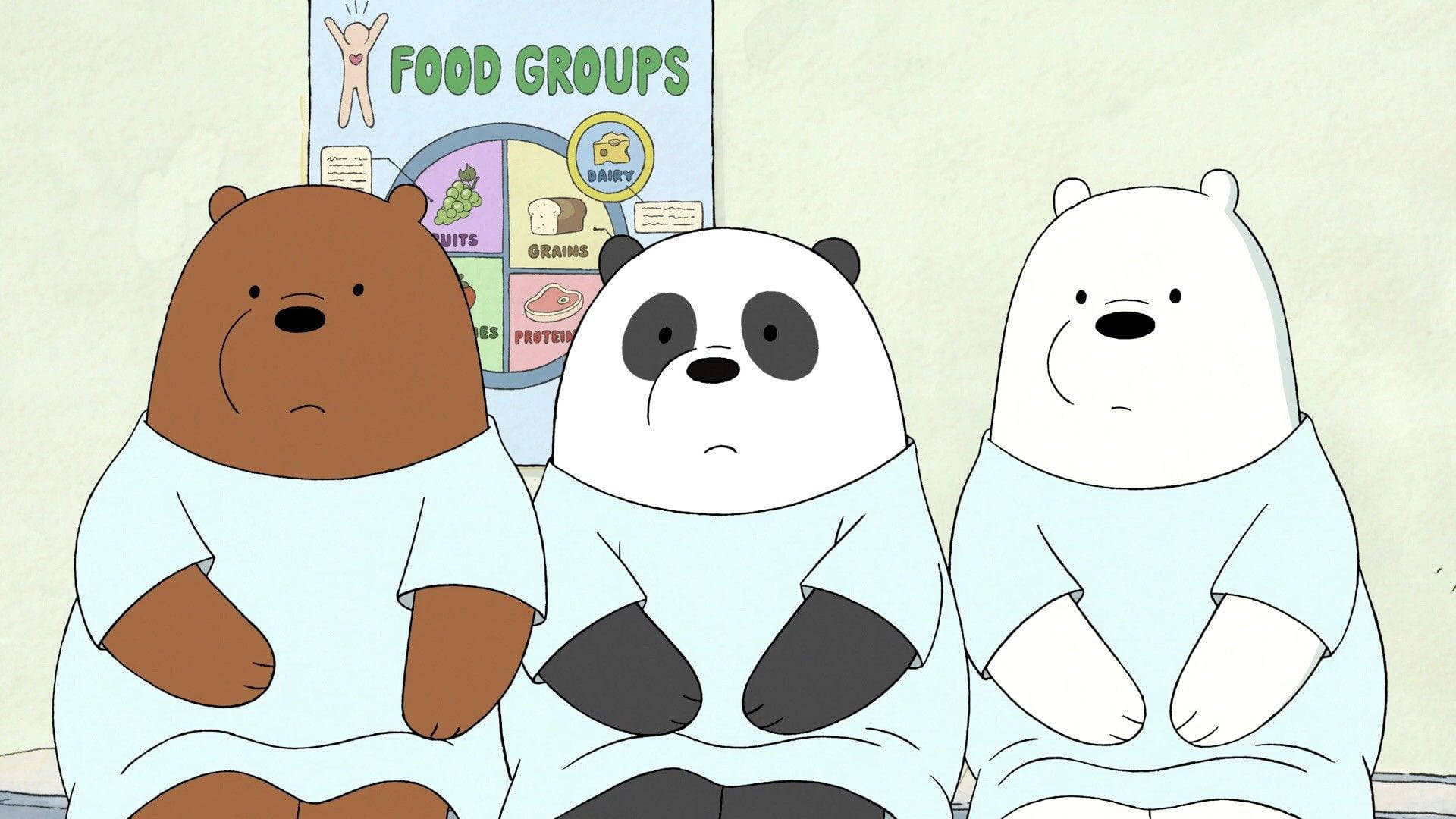 We Bare Bears Aesthetic, clinic gown, three cartoon bears, Full HD Desktop Wallpaper