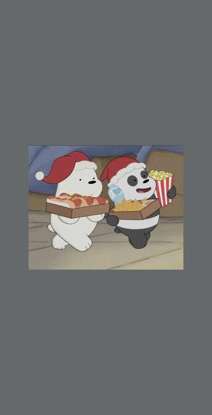 We Bare Bears Aesthetic, Santa hat, cartoon bears, HD Phone Wallpaper