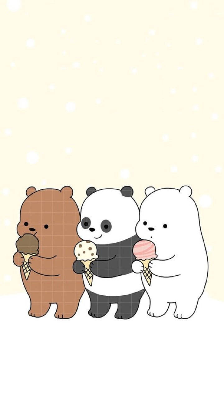 We Bare Bears Aesthetic, ice cream, three cartoon bears, HD Phone Wallpaper