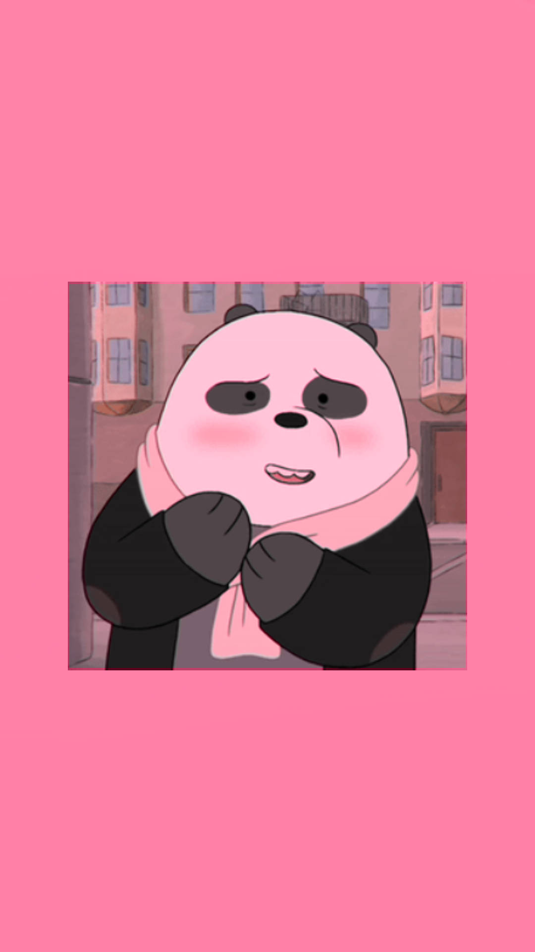 We Bare Bears, panda, pink scarf, Full HD Phone Wallpaper