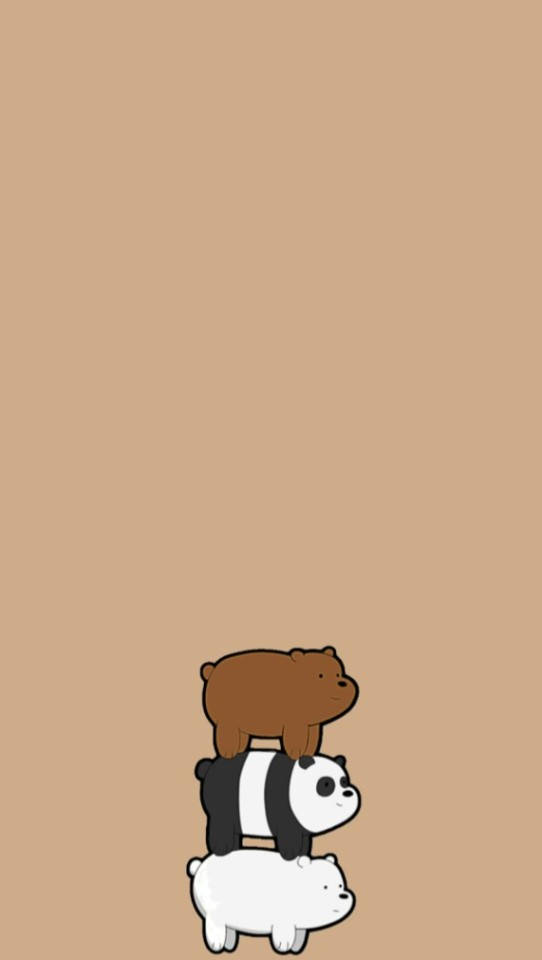 We Bare Bears, three cartoon bears, solid tan background, SD Phone Wallpaper