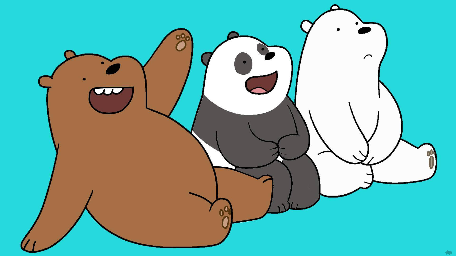 We Bare Bears, three cartoon bears, bright colors, Full HD Desktop Wallpaper