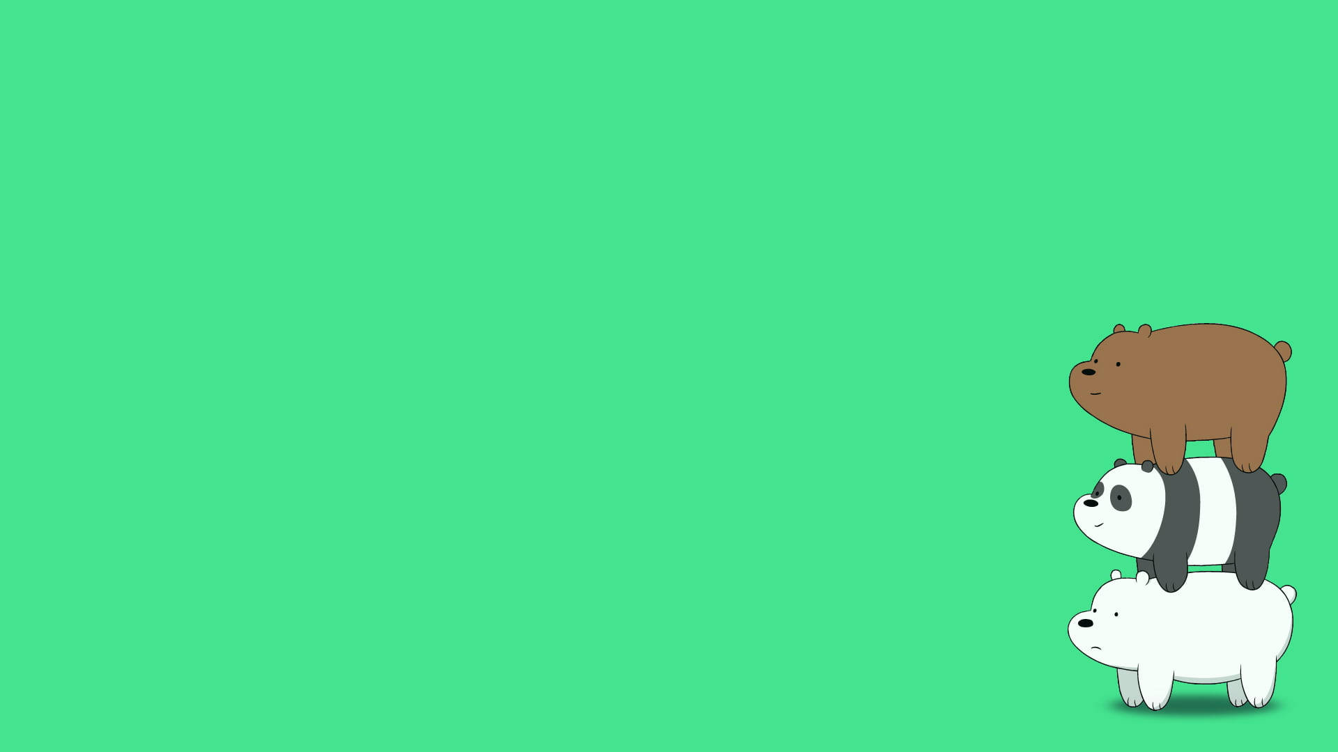We Bare Bears, green background, three cartoon bears, Full HD Desktop Wallpaper