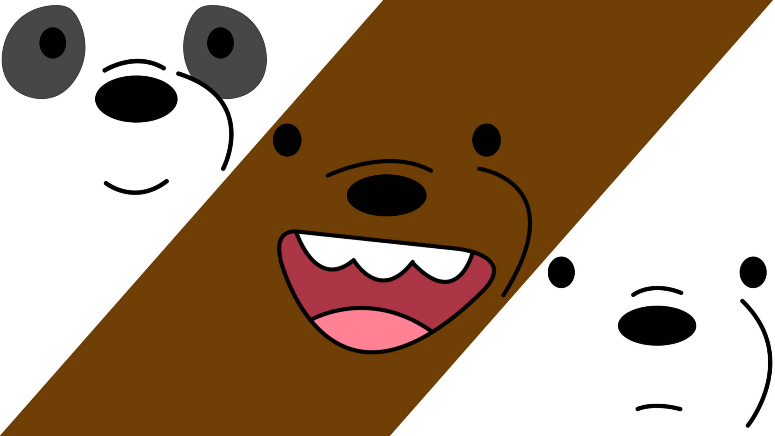 We Bare Bears, cartoon bears, distinct expressions, 2K Desktop Wallpaper