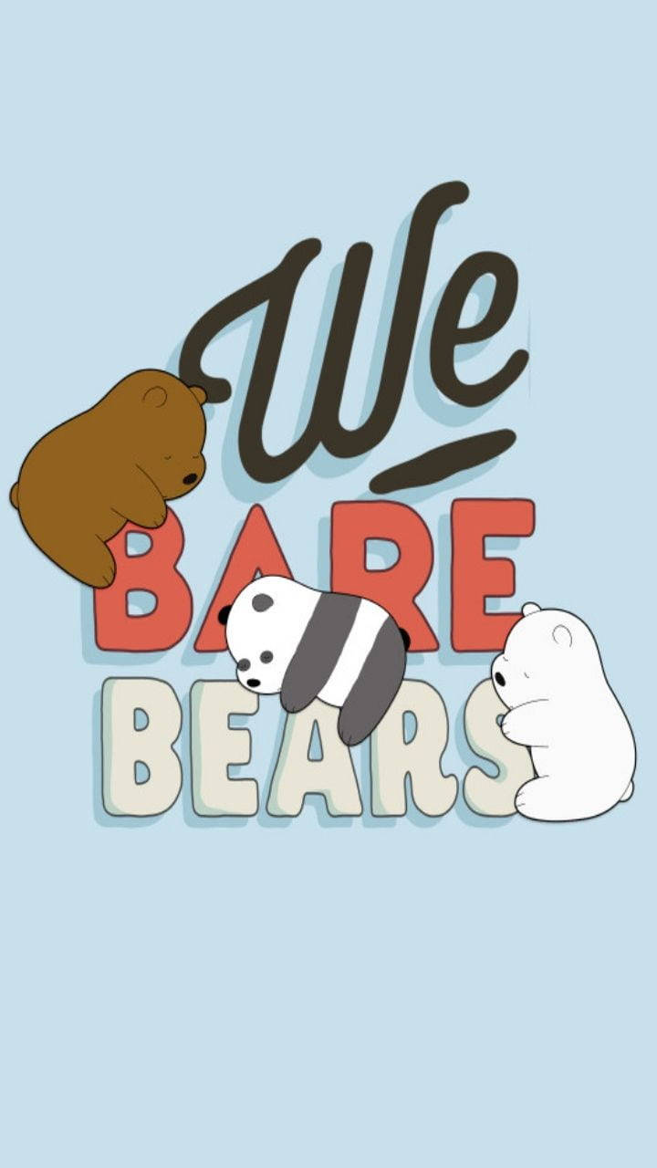 We Bare Bears, pastel blue, stylized text, HD Phone Wallpaper