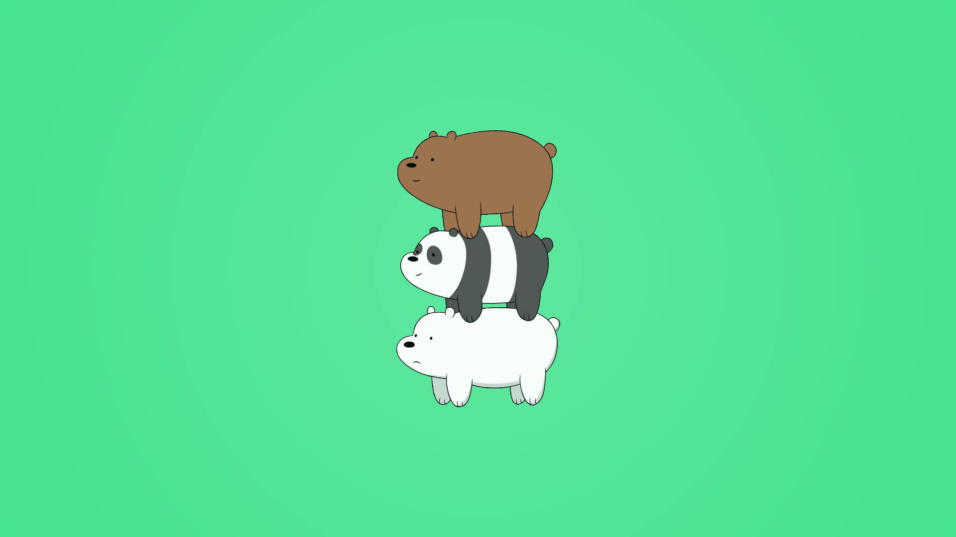 We Bare Bears, green, cartoon bears, Full HD Desktop Wallpaper