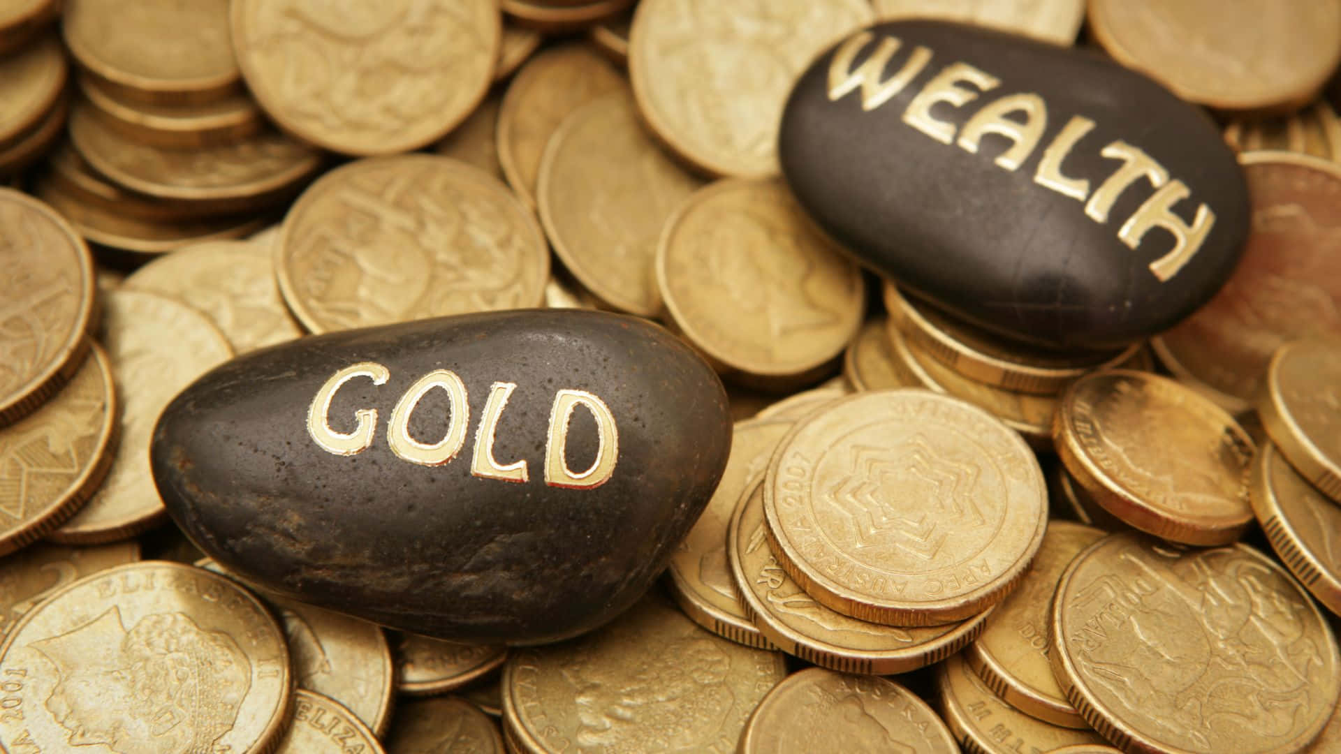 GOLD, WEALTH, gold coins, Full HD Desktop Wallpaper