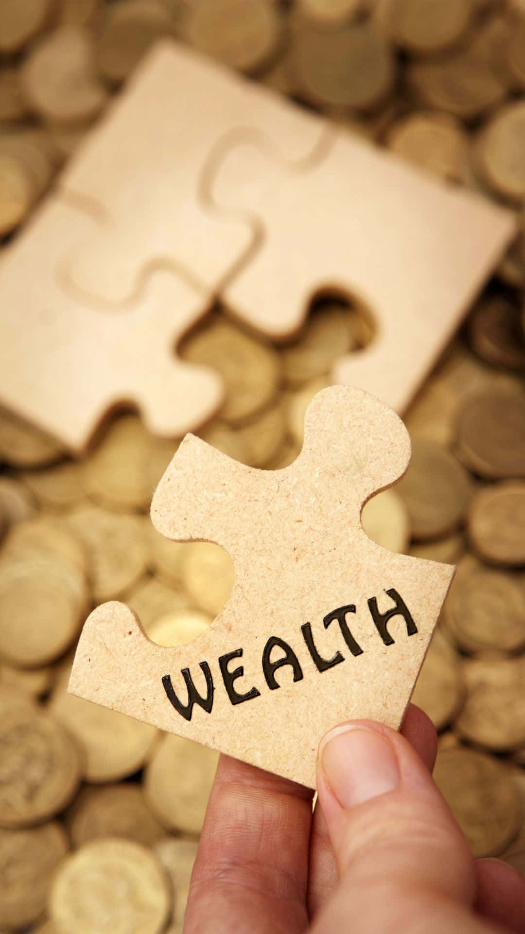 wealth, puzzle piece, coins, Full HD Phone Wallpaper