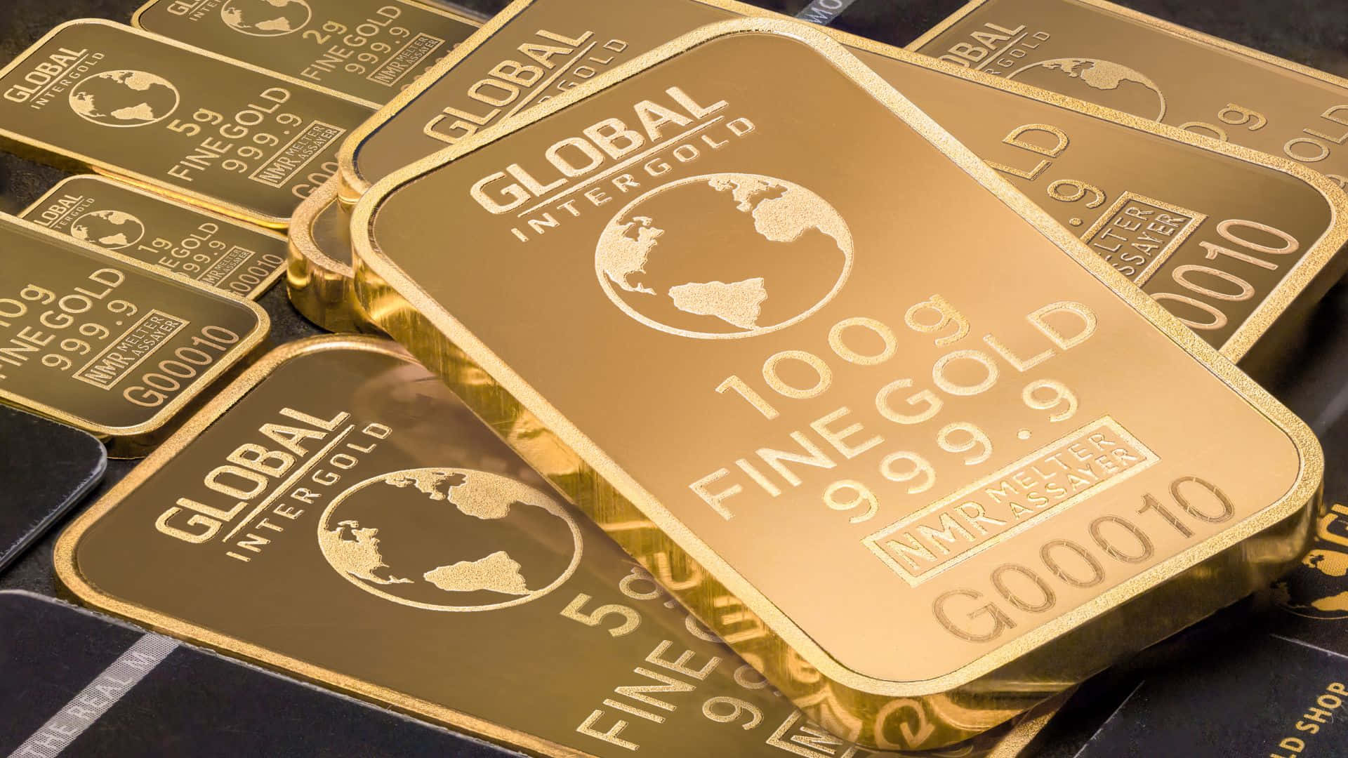 gold bars, global intergold, gleaming, Full HD Desktop Wallpaper