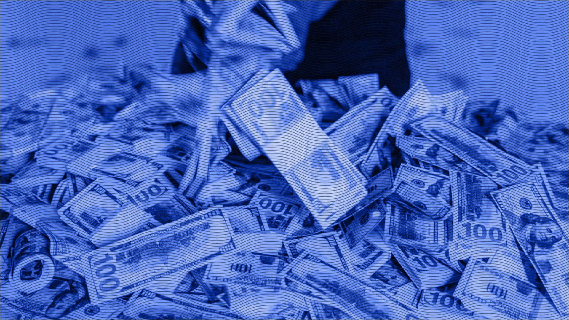 blue, one hundred dollar bills, monochromatic, Full HD Desktop Wallpaper