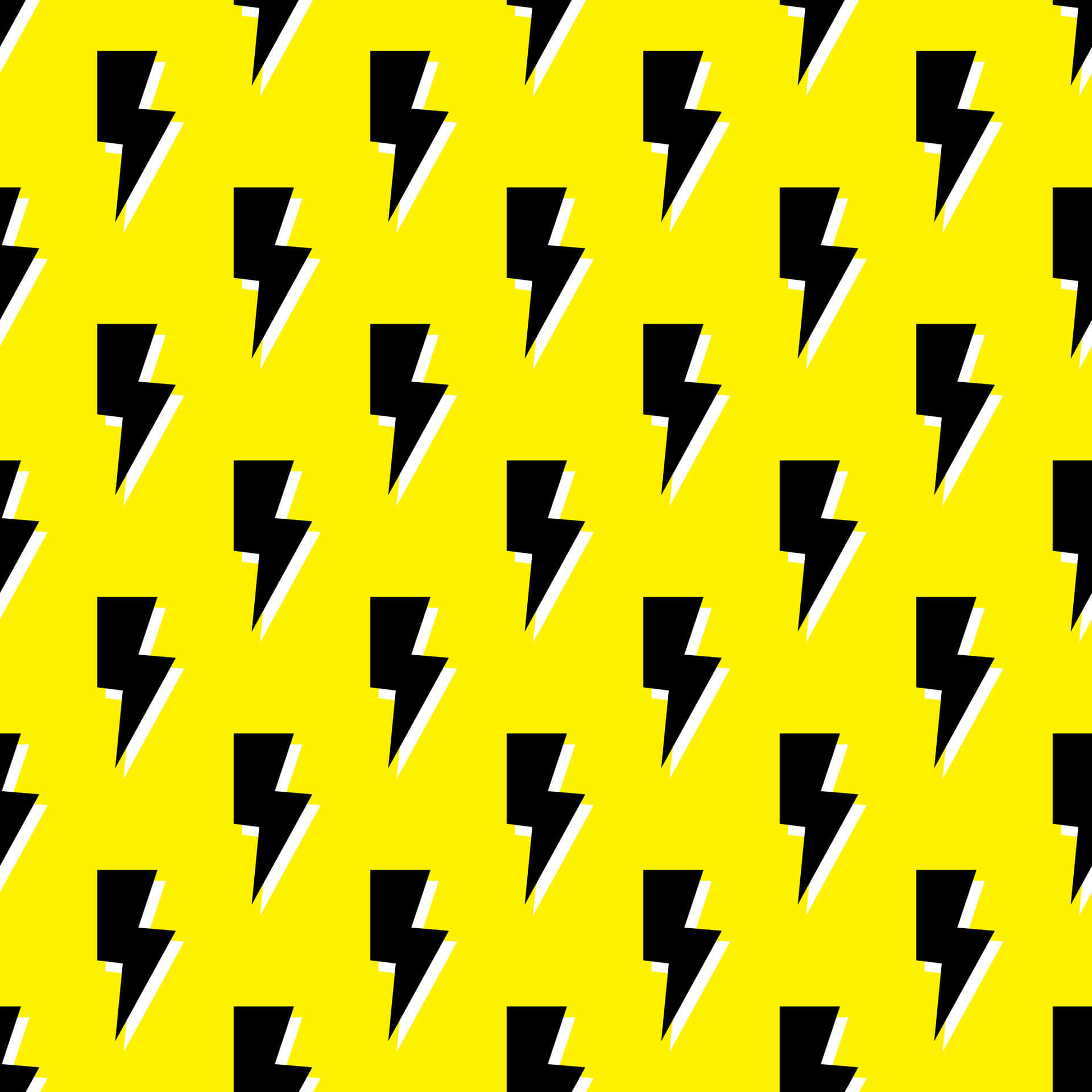 lightning bolt pattern, yellow background, black lightning bolt icons, Full HD Desktop Wallpaper