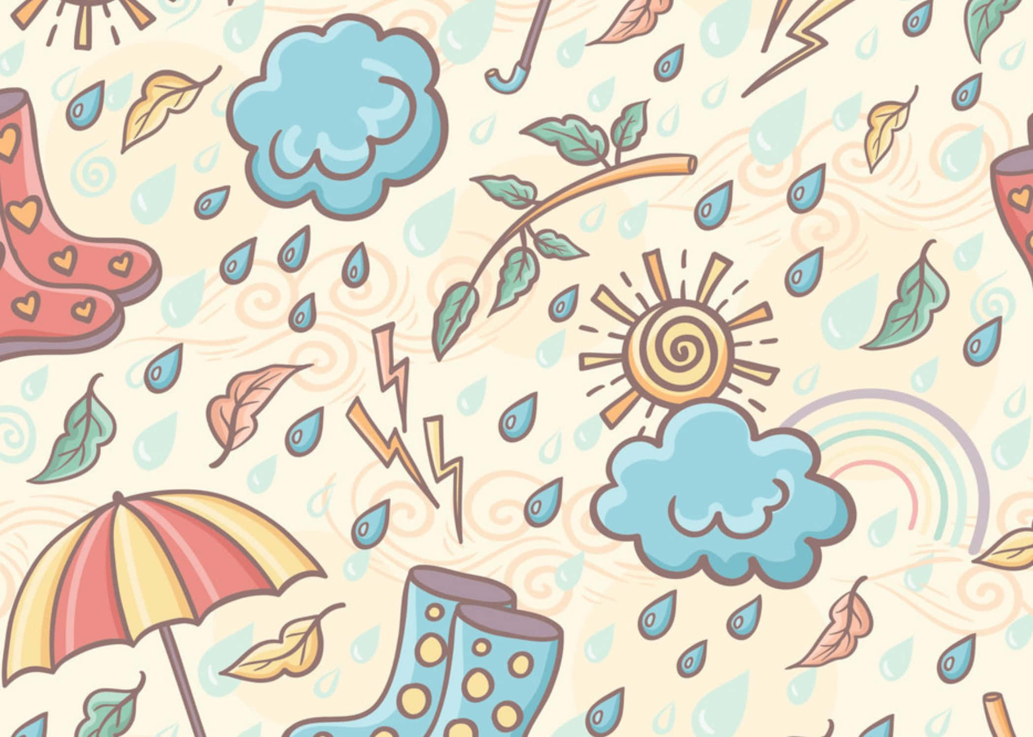 rain boots, umbrellas, clouds, Full HD Desktop Wallpaper