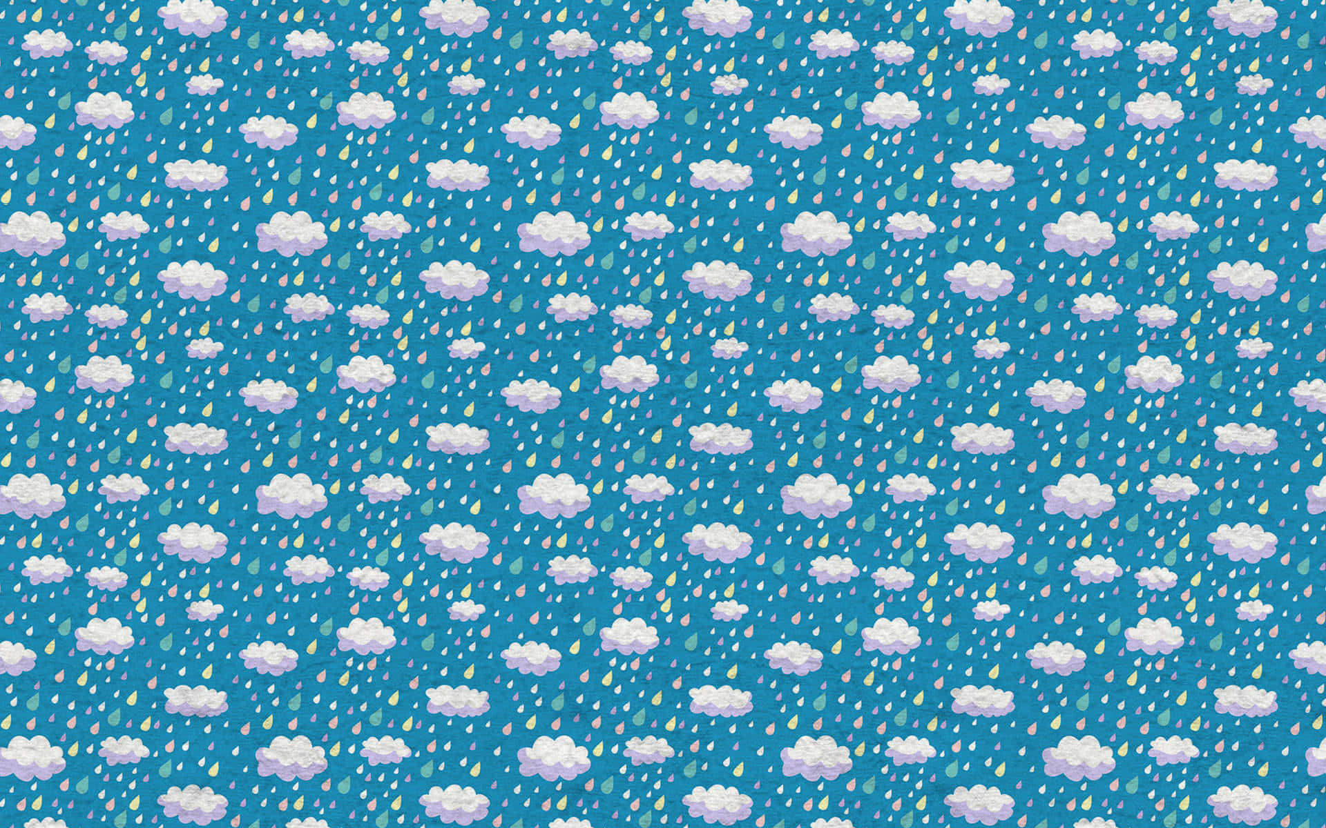 rainy clouds pattern, soft purple clouds, colorful droplets, Full HD Desktop Wallpaper