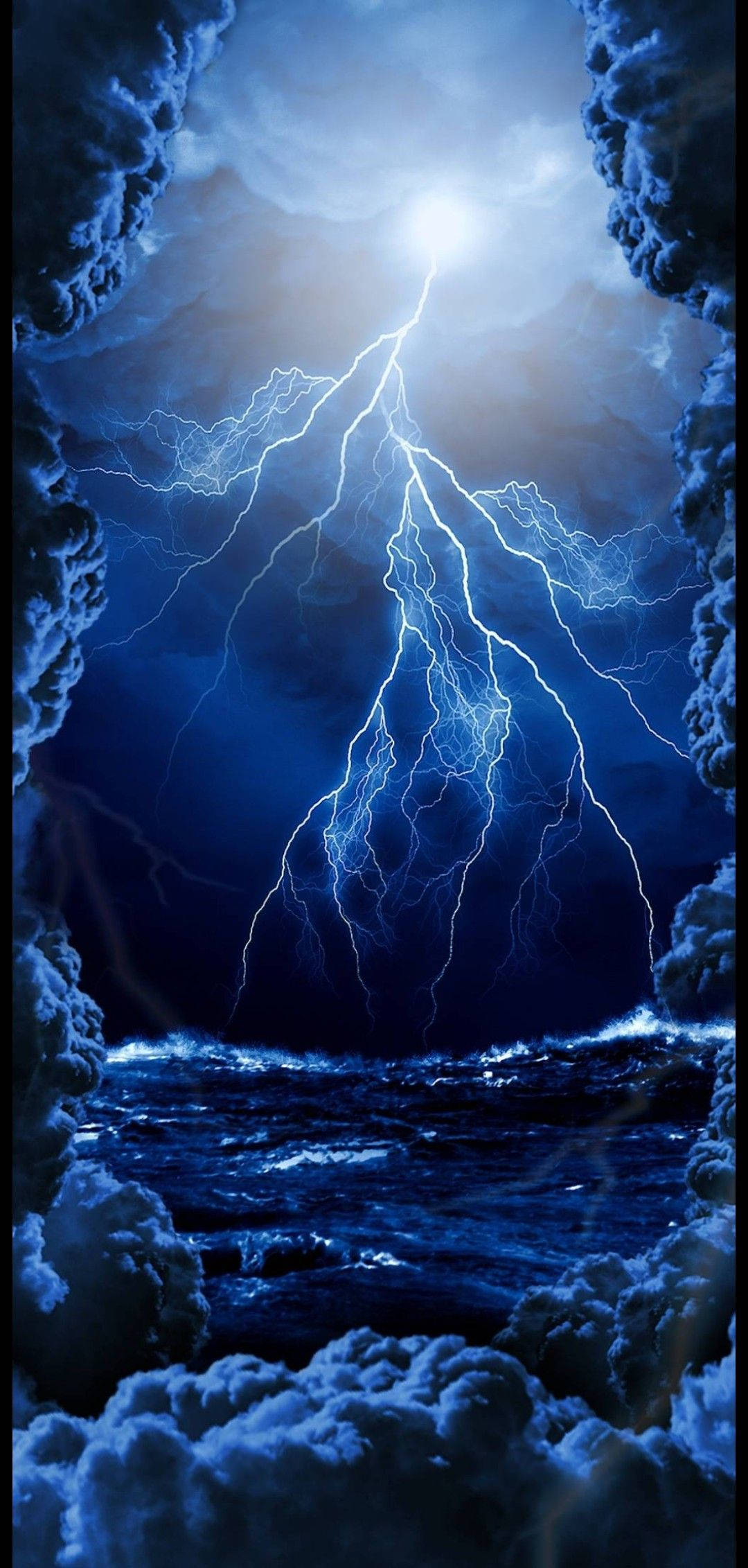Blue Thunderstorm Weather, lightning bolt, stormy blue sky, Full HD Phone Wallpaper