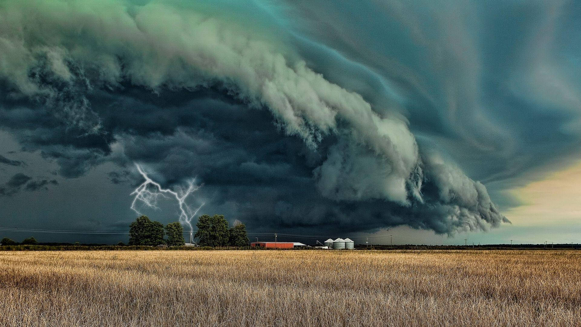 tornado, stormy weather, lightning strikes, Full HD Desktop Wallpaper