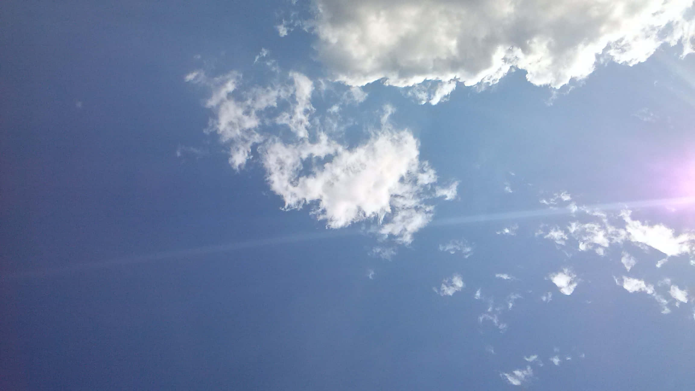 sky, bright blue sky, fluffy white clouds, Full HD Desktop Wallpaper