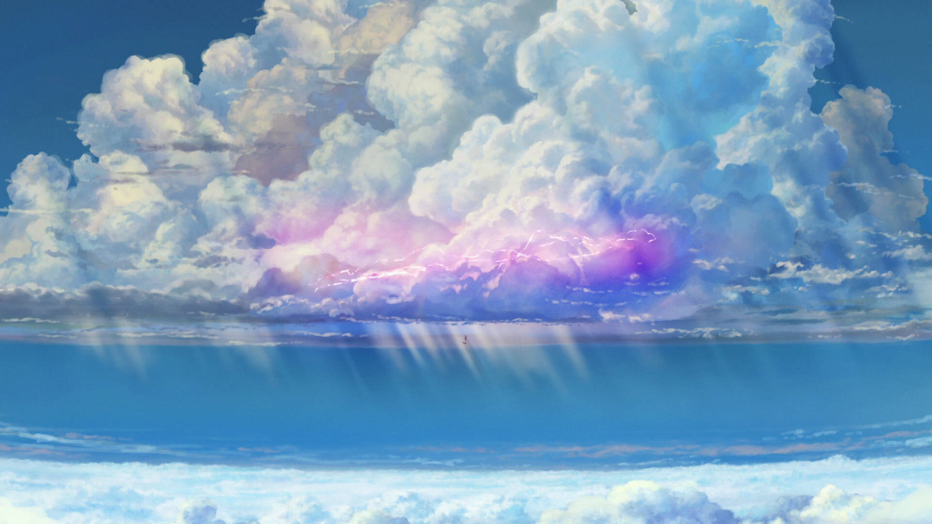 Weathering With You, colorful clouds, pink and purple hues, Full HD Desktop Wallpaper
