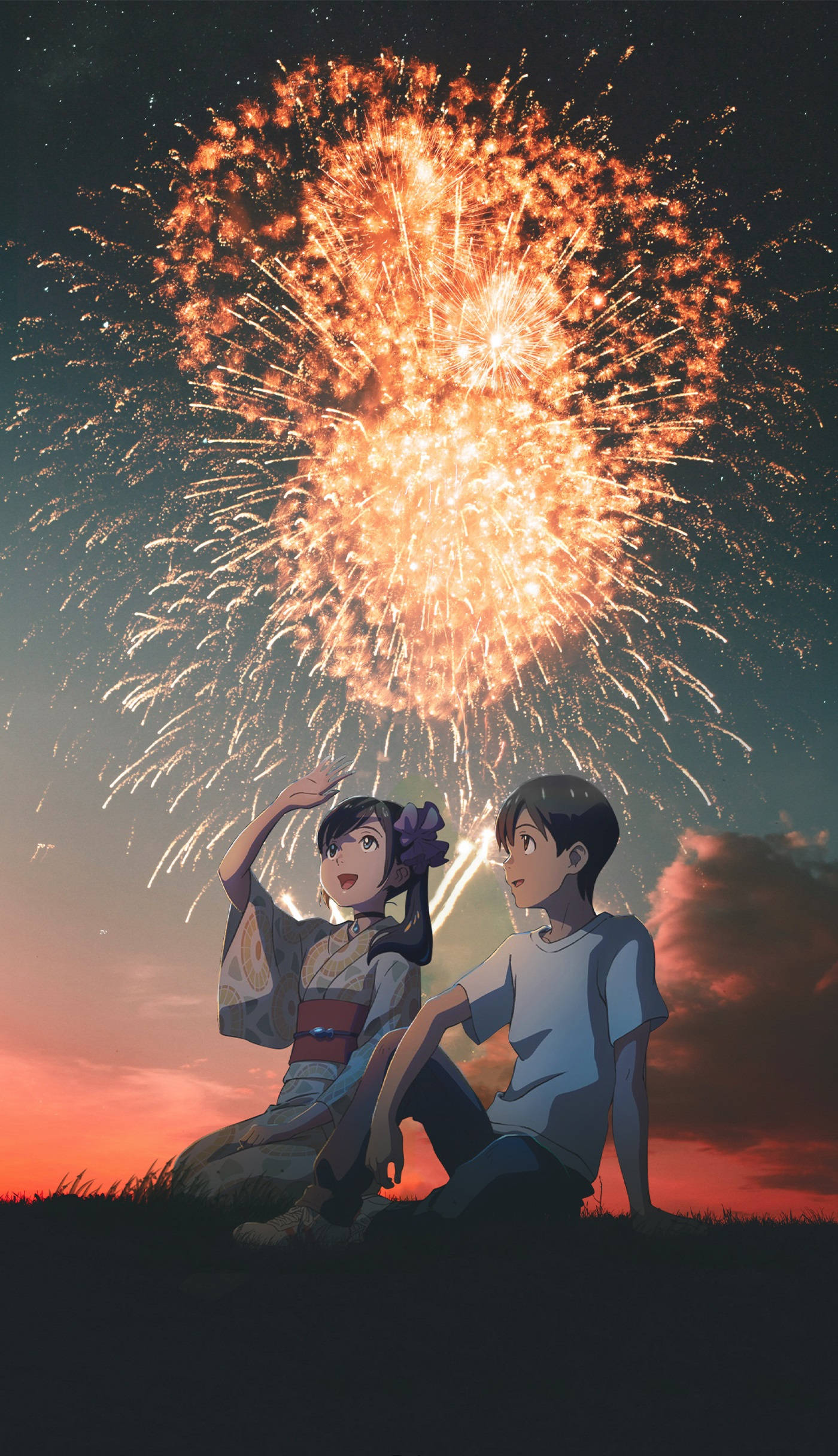 Weathering With You, fireworks, twilight sky, Full HD Phone Wallpaper