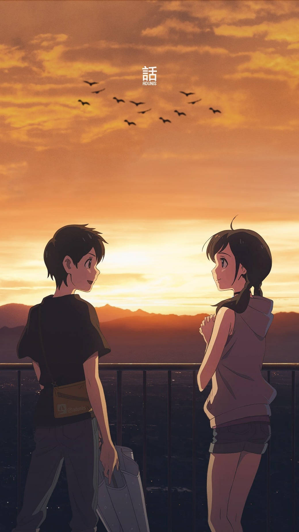 Weathering With You, sunset, rooftop balcony, HD Phone Wallpaper