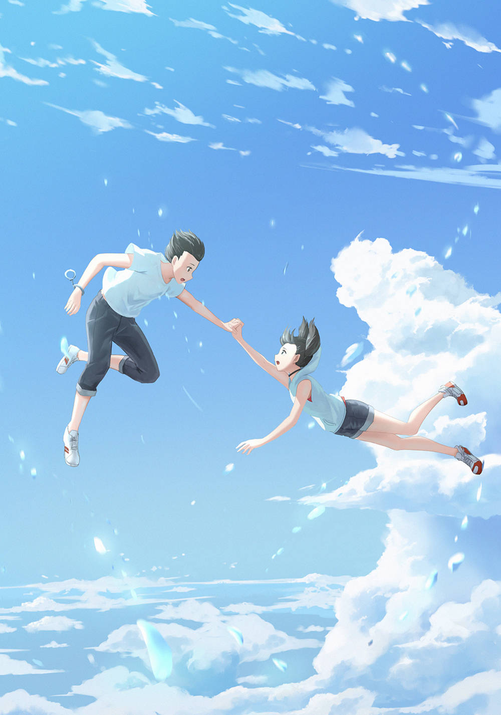 Weathering With You, flying, bright blue sky, HD Phone Wallpaper