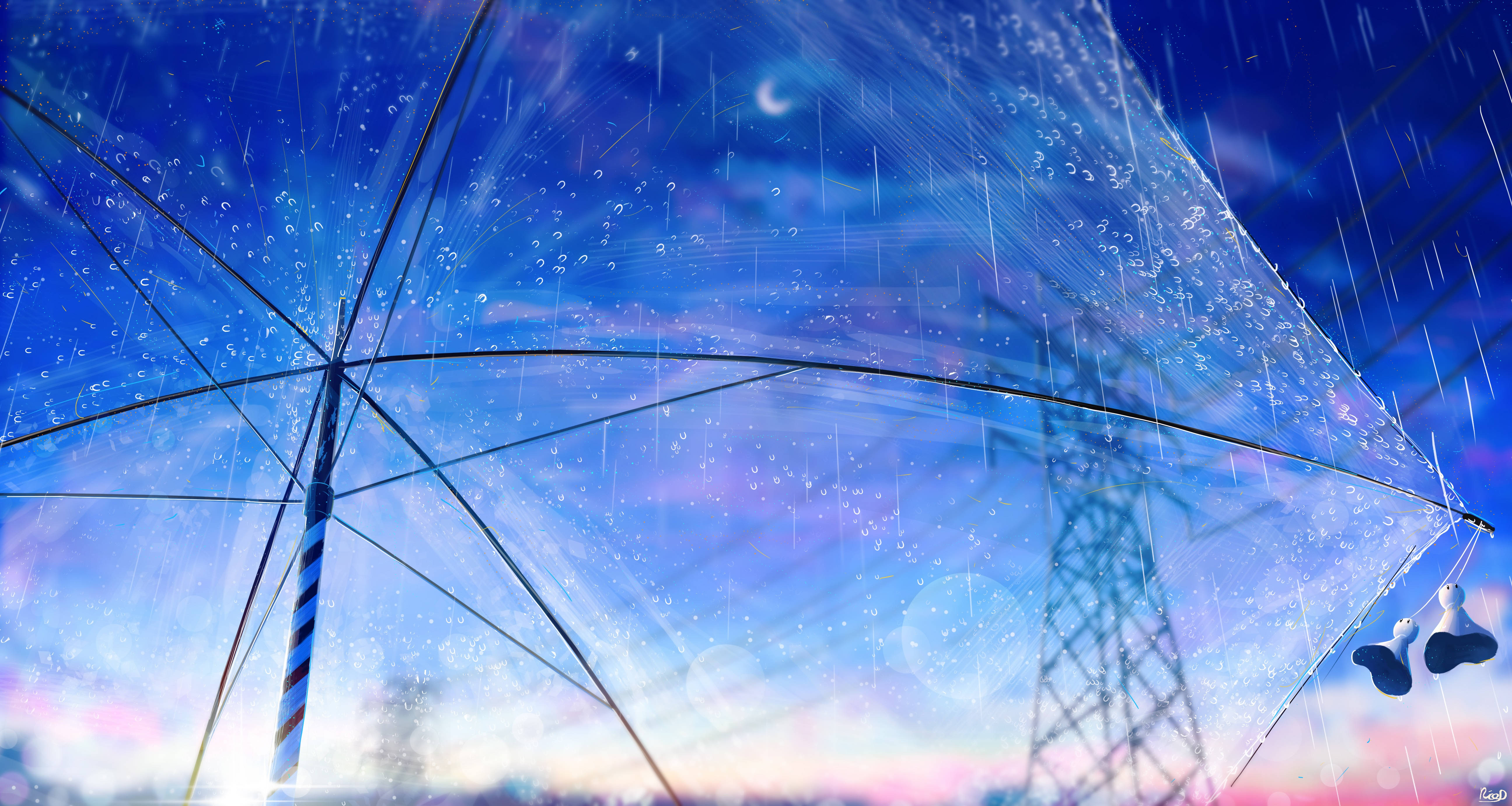 Weathering With You, transparent umbrella, raindrops, 5K Desktop Wallpaper