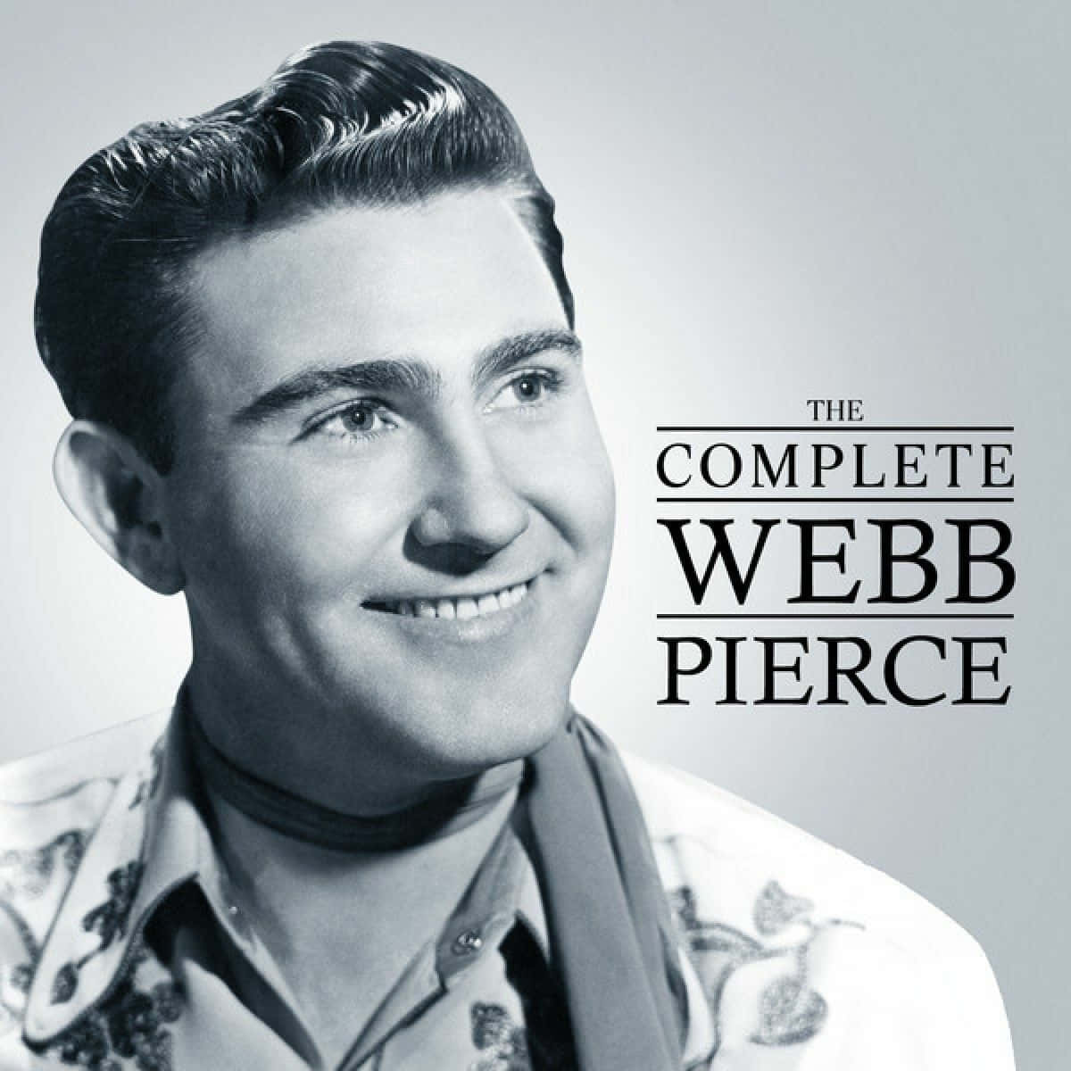 Webb Pierce, black and white portrait, patterned shirt, SD Desktop Wallpaper