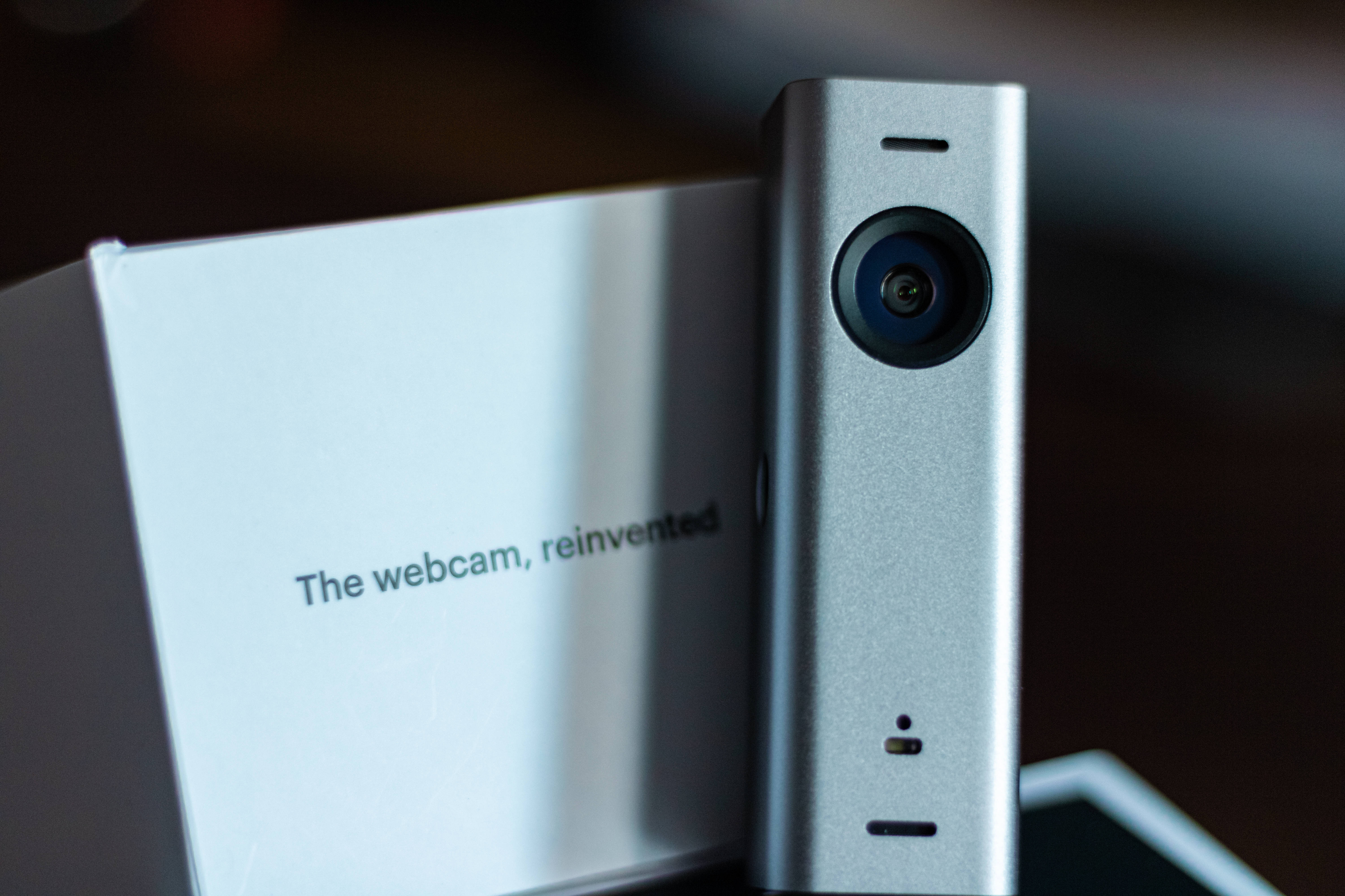 silver webcam, white box, The webcam reinvented, 5K Desktop Wallpaper