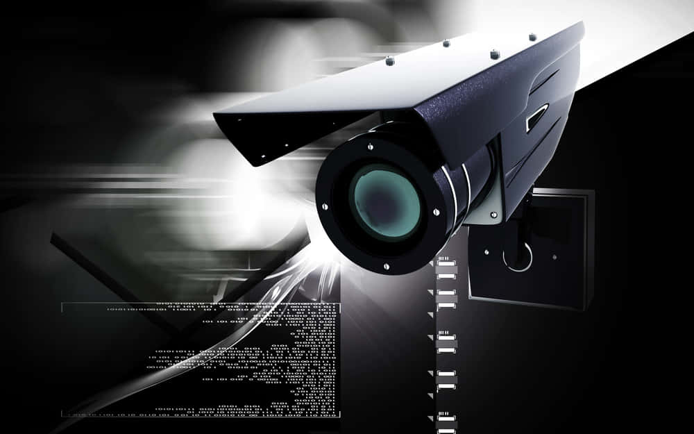 Advanced CCTV Camera, bright beam of light, dark background, SD Desktop Wallpaper