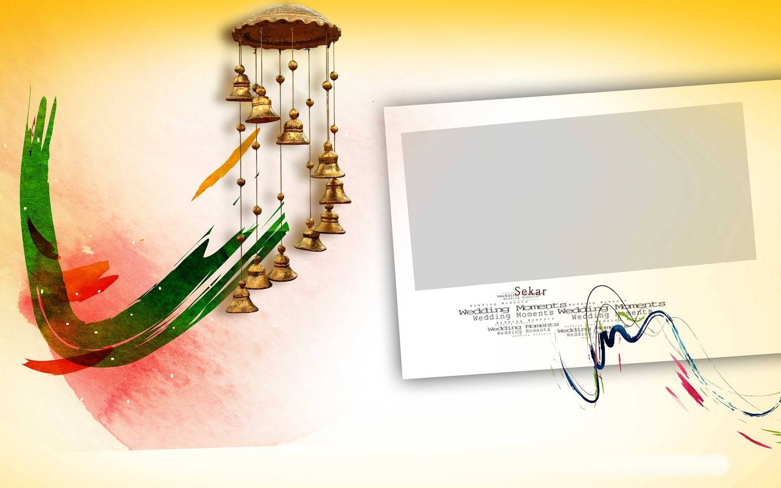Wedding Album Bells, golden wind chime, wedding invitation card, HD Desktop Wallpaper
