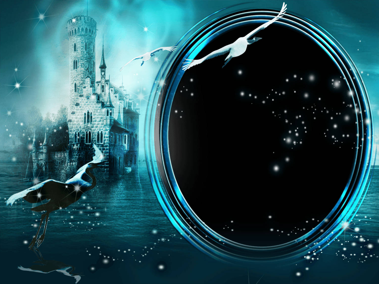 Wedding Album Blue Green Castle, teal castle, glowing portal, HD Desktop Wallpaper