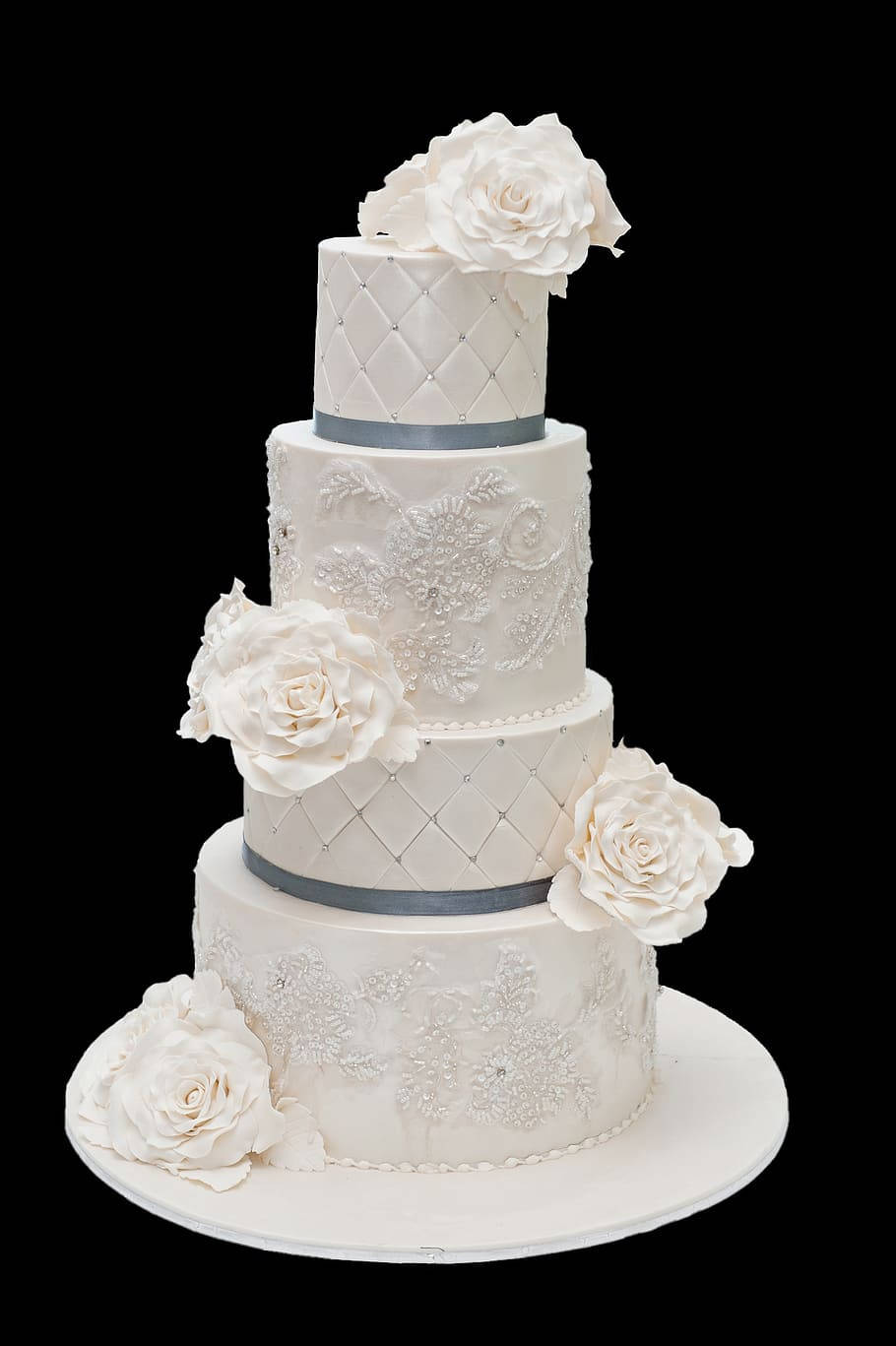 white roses, four tier wedding cake, sugar roses, HD Phone Wallpaper