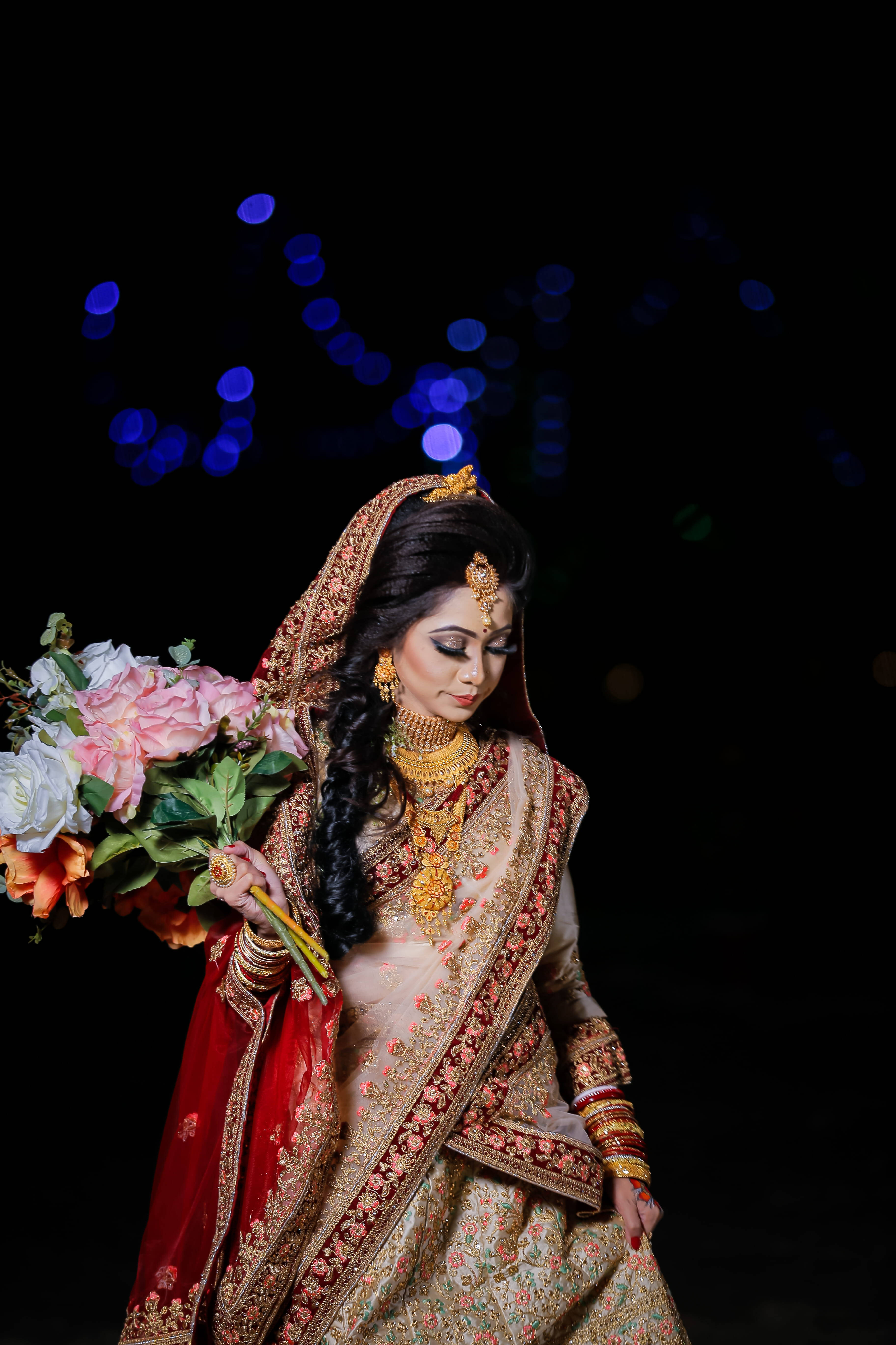 Bangladeshi wedding dress, gold, red, 5K Phone Wallpaper