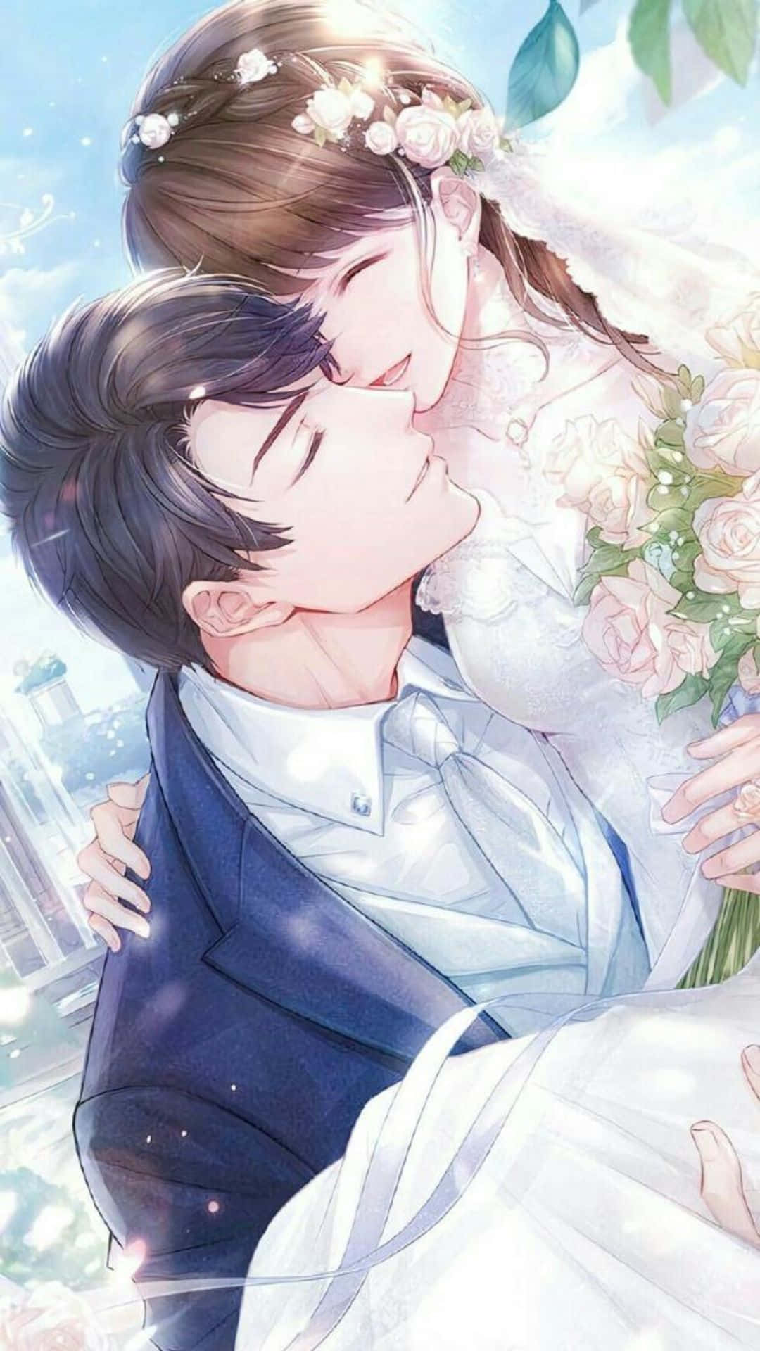 Alone Novel Love Kiss, anime-style, tender couple, Full HD Phone Wallpaper