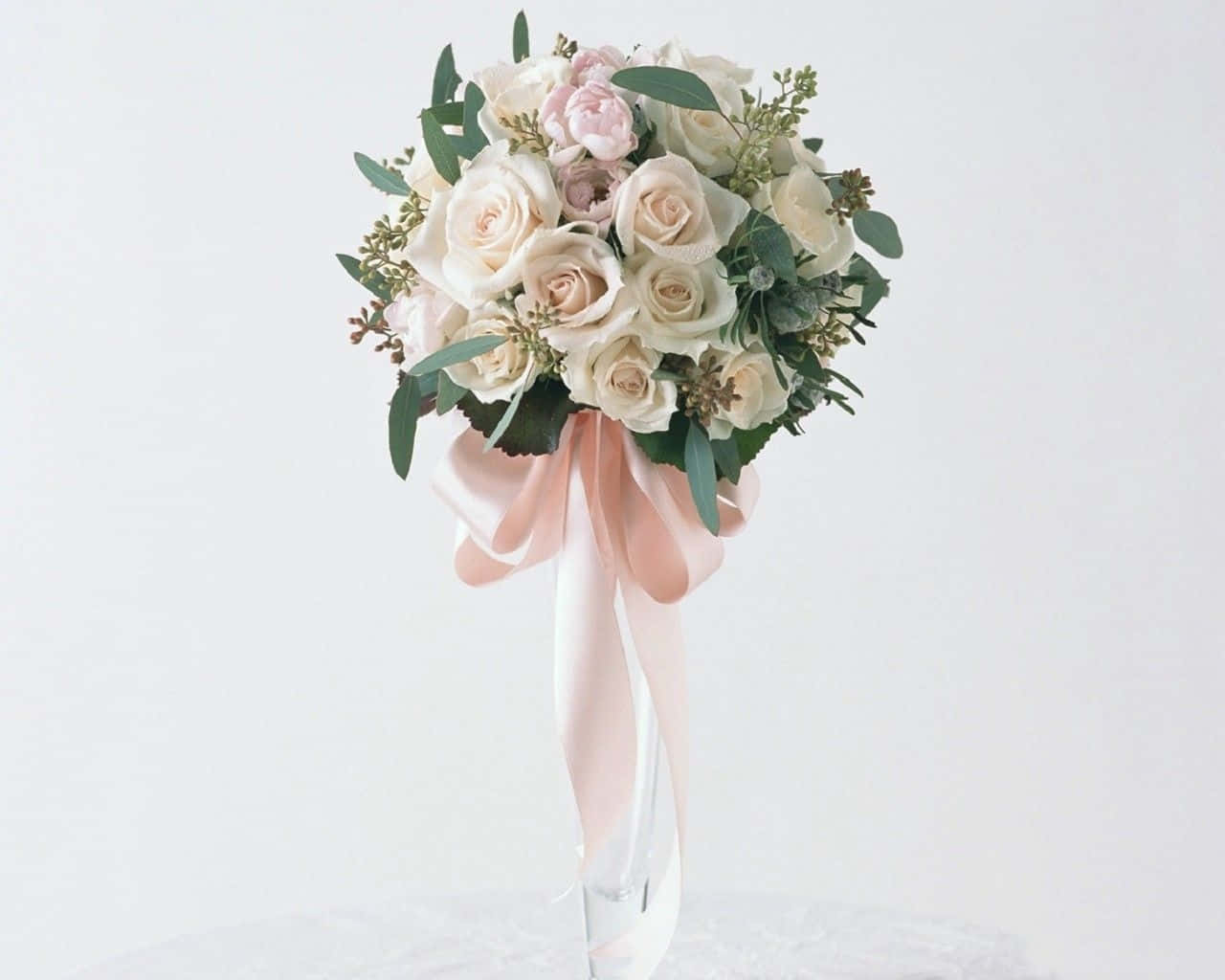wedding flowers, cream roses, blush roses, HD Desktop Wallpaper