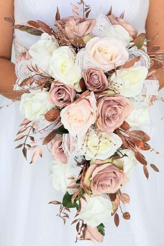 roses wedding, blush and ivory roses, copper-toned foliage, SD Phone Wallpaper