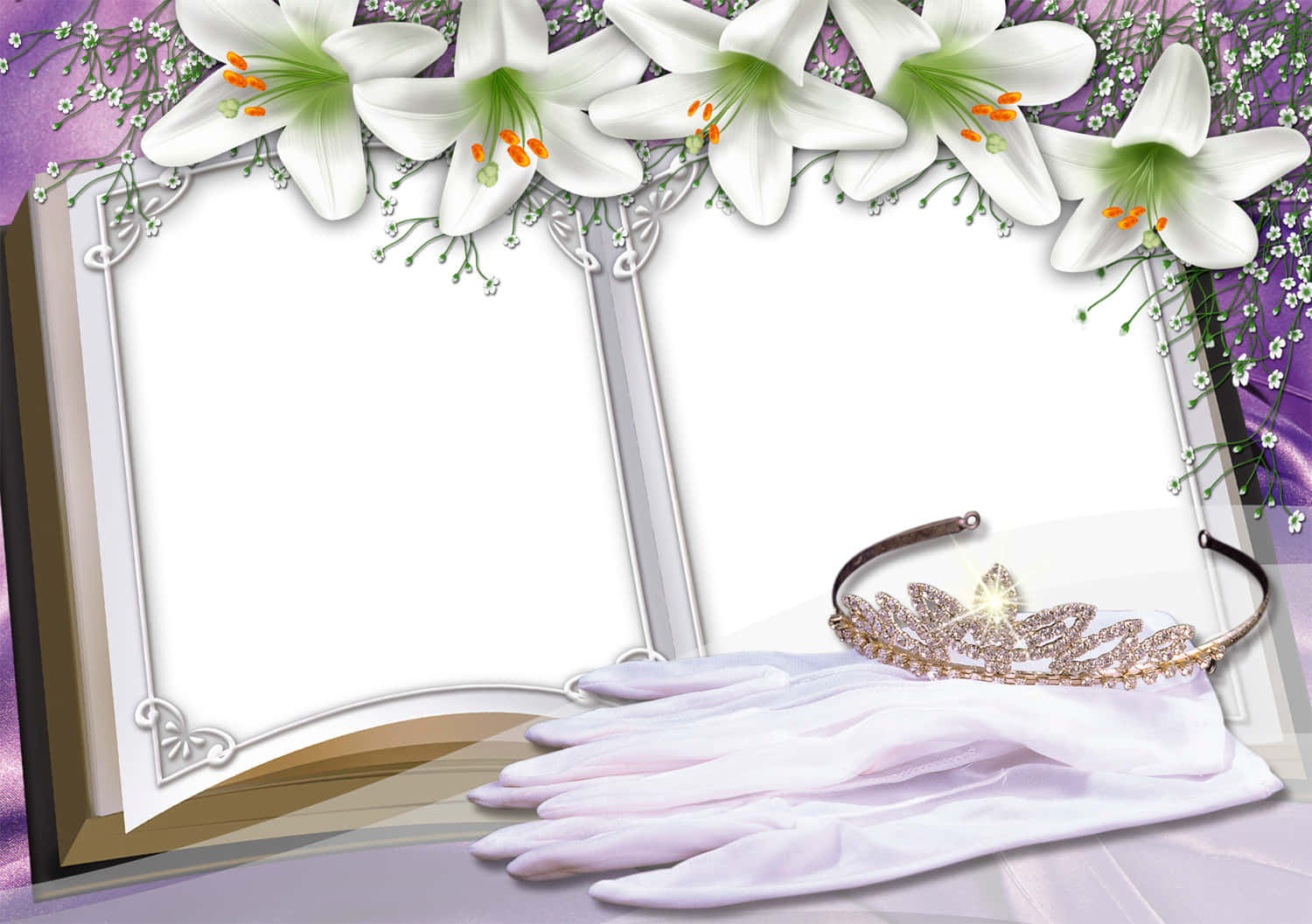 ornate silver-framed book, jeweled tiara, white gloves, HD Desktop Wallpaper