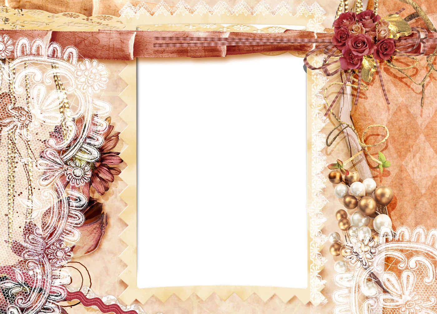 Elegant Love Frame, lace roses, pearls, HD Desktop Wallpaper