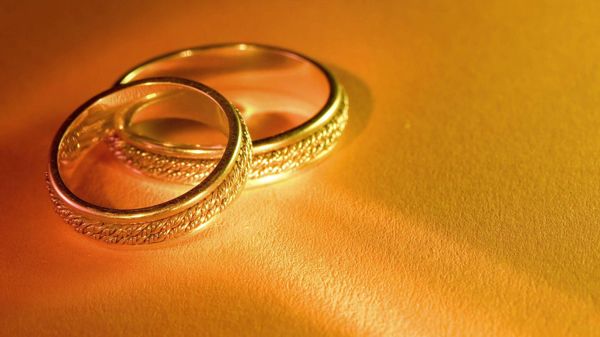 big gold wedding rings, gold wedding bands, textured edges, Full HD Desktop Wallpaper
