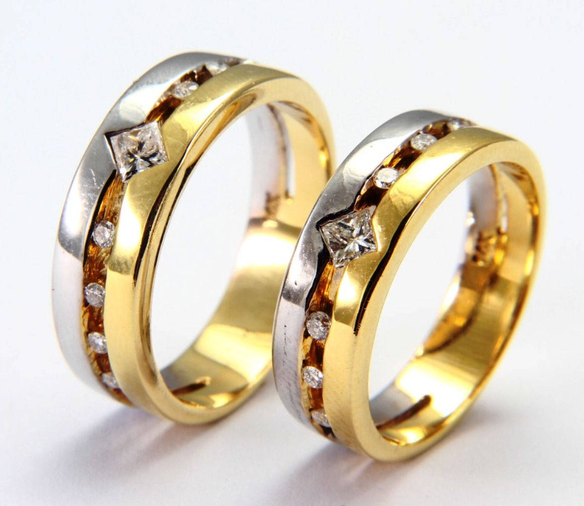 gold wedding rings, silver wedding bands, diamond accents, SD Desktop Wallpaper