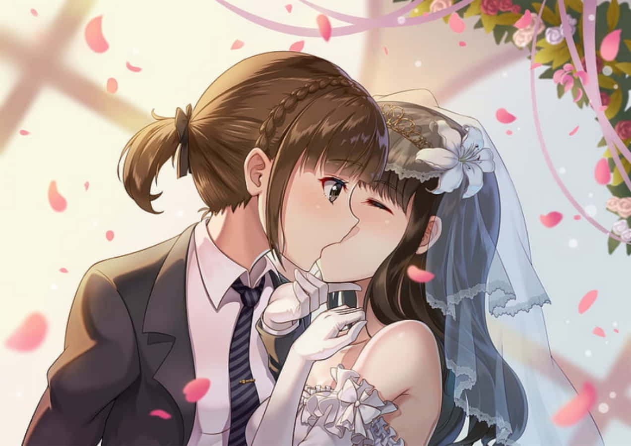 lesbian anime, anime couple, kiss, SD Desktop Wallpaper