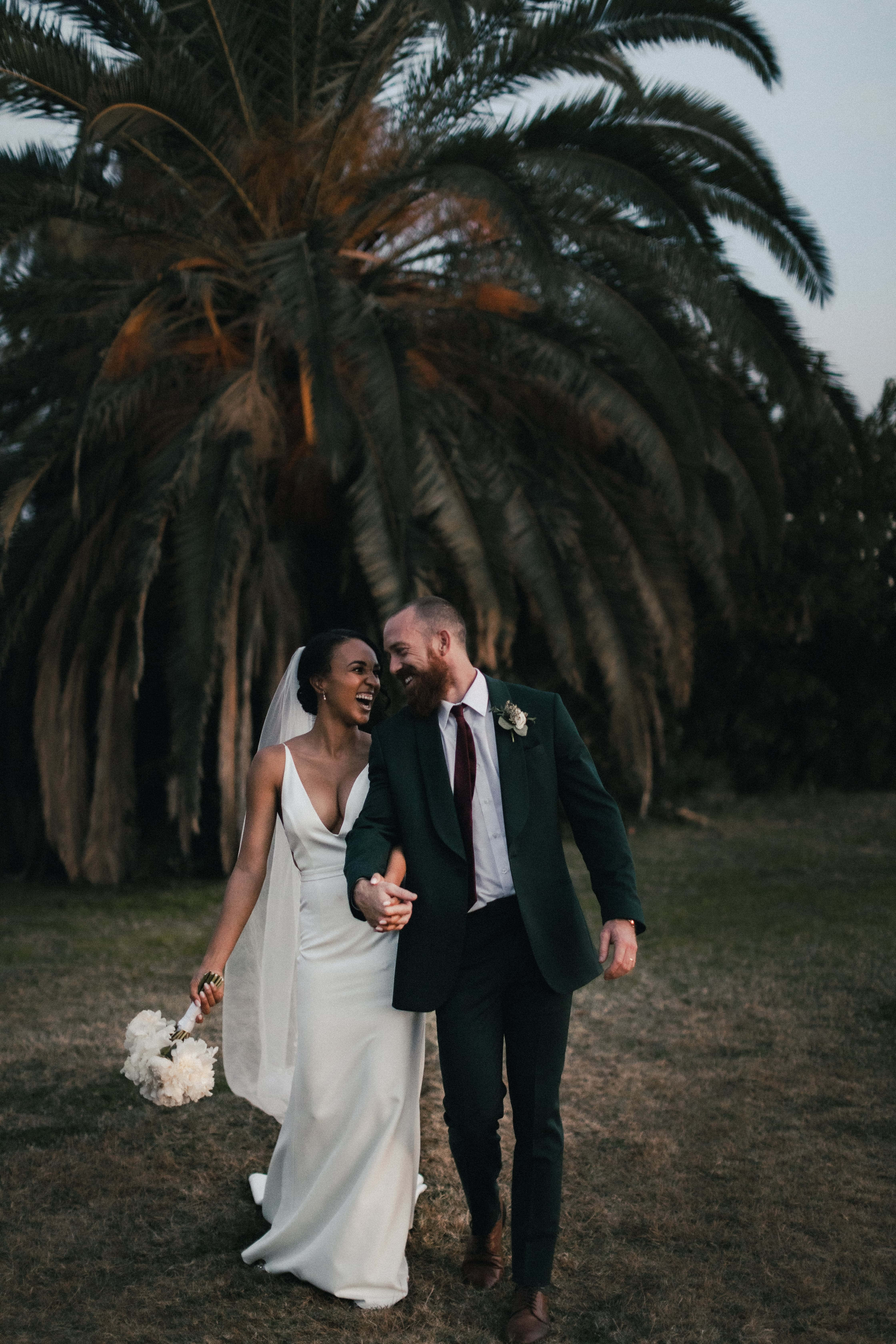 interracial couple, wedding, forest, 5K Phone Wallpaper