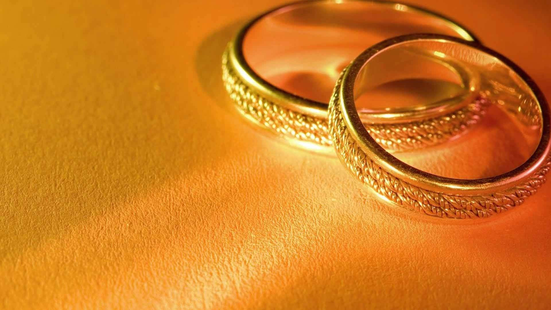 golden wedding rings, gold wedding bands, textured golden surface, Full HD Desktop Wallpaper