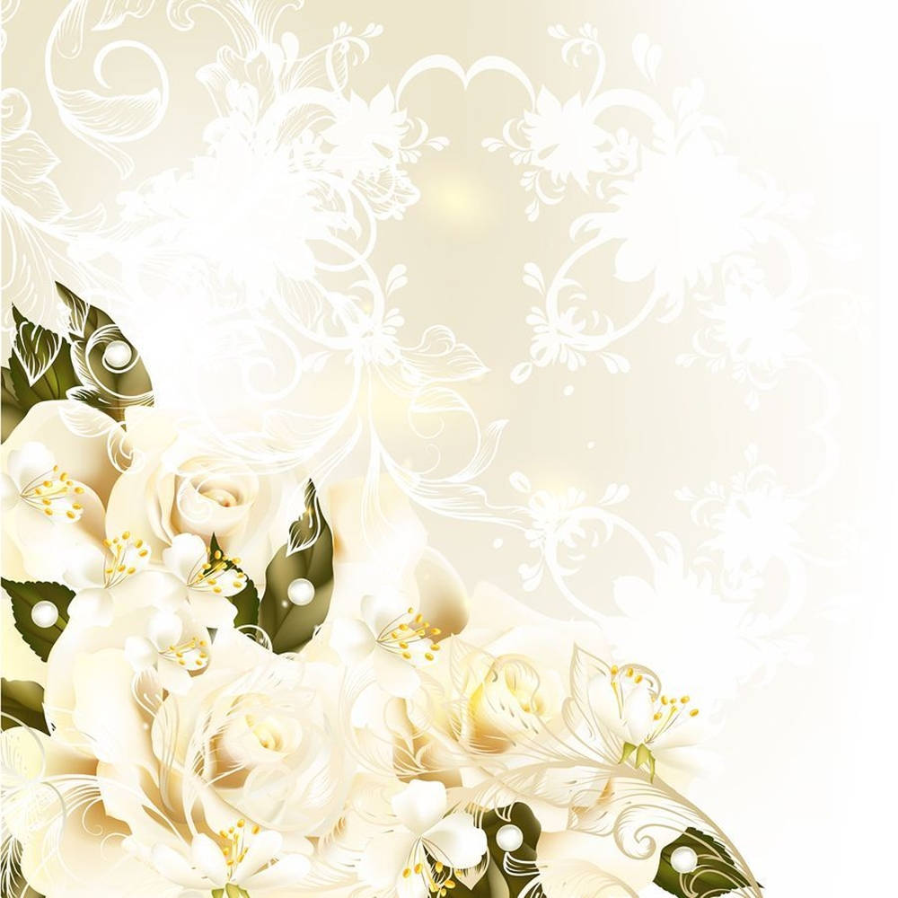 Wedding Album, white flowers, cream roses, SD Desktop Wallpaper