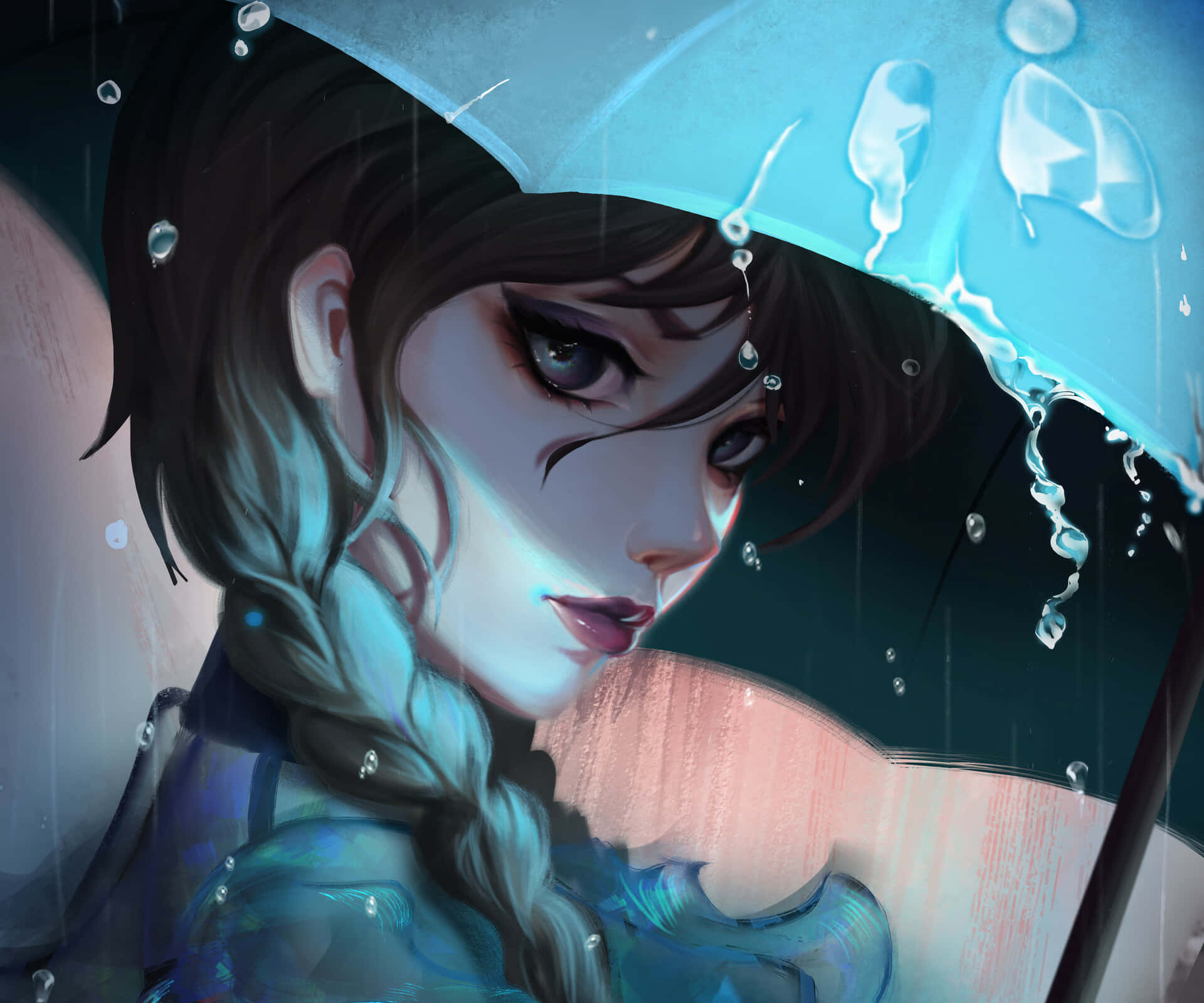 Wednesday Addams, anime girl, braided hair, Full HD Desktop Wallpaper