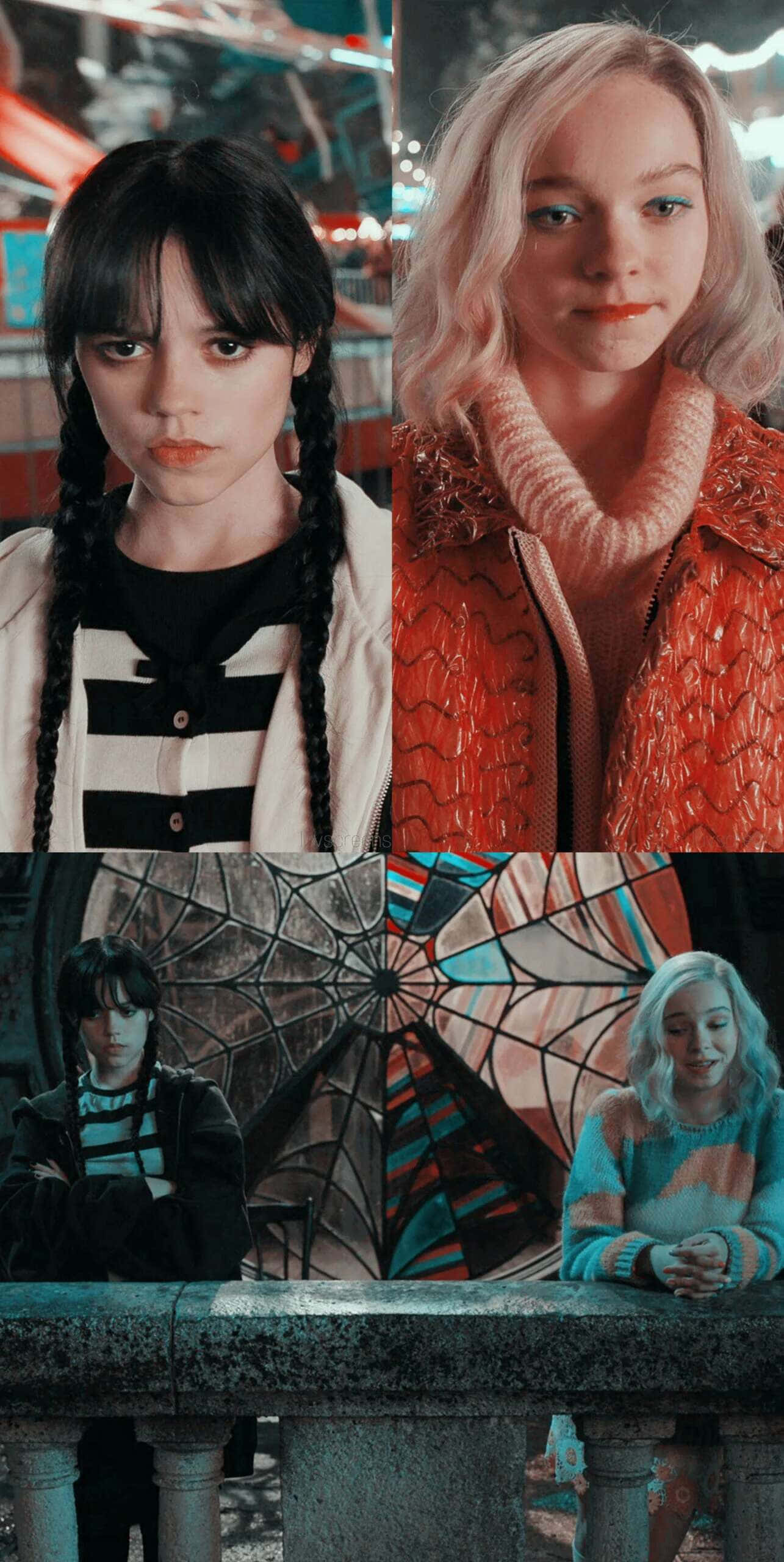 Wednesday, Enid, Wednesday and Enid, 2K Phone Wallpaper