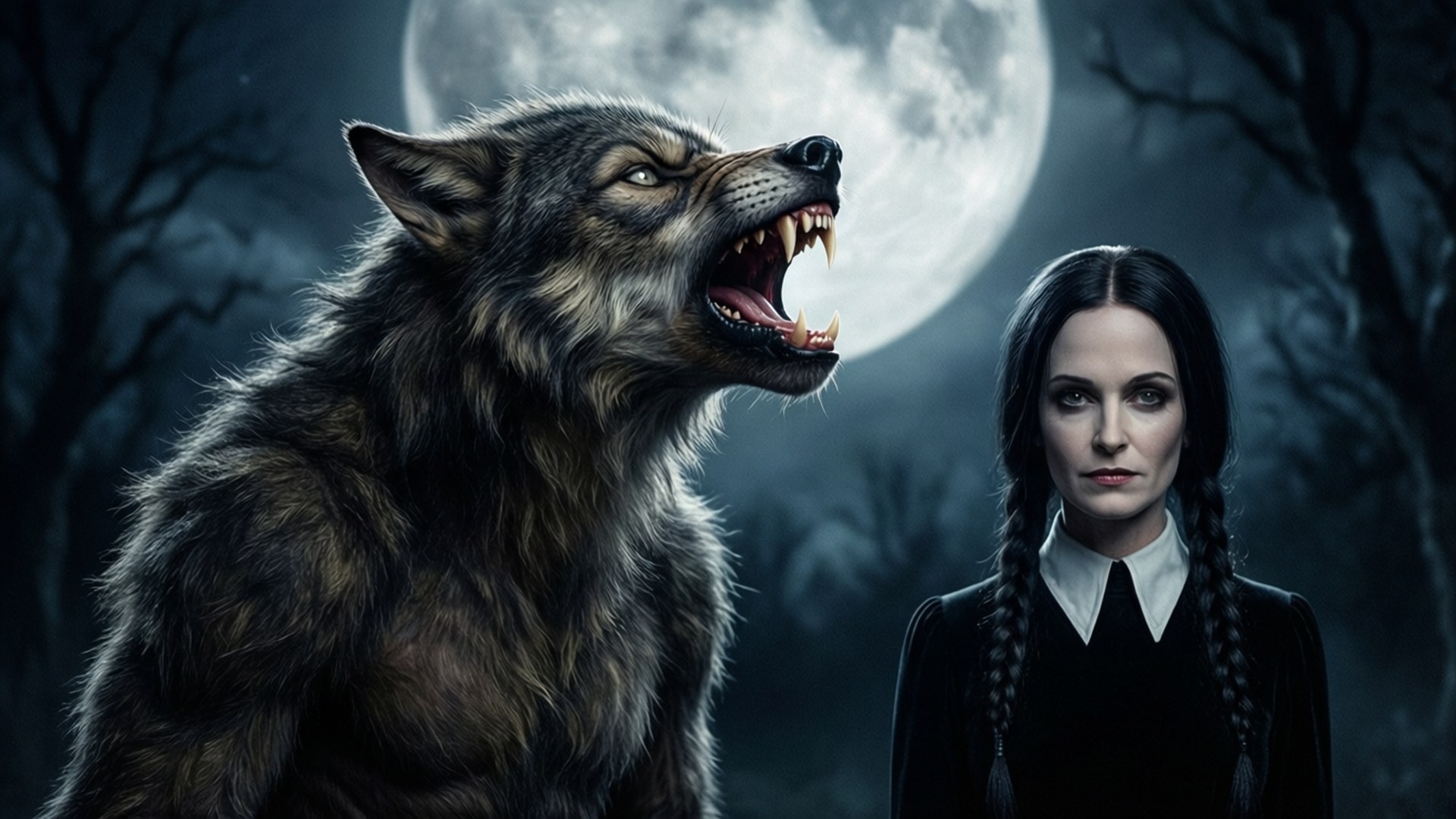 Enid, Wednesday, full moon, Full HD Desktop Wallpaper