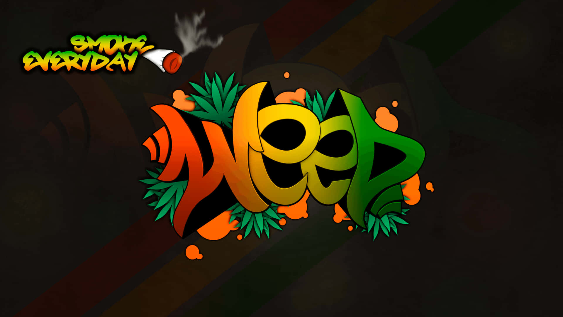 WEED, graffiti-style, gradient orange green, Full HD Desktop Wallpaper