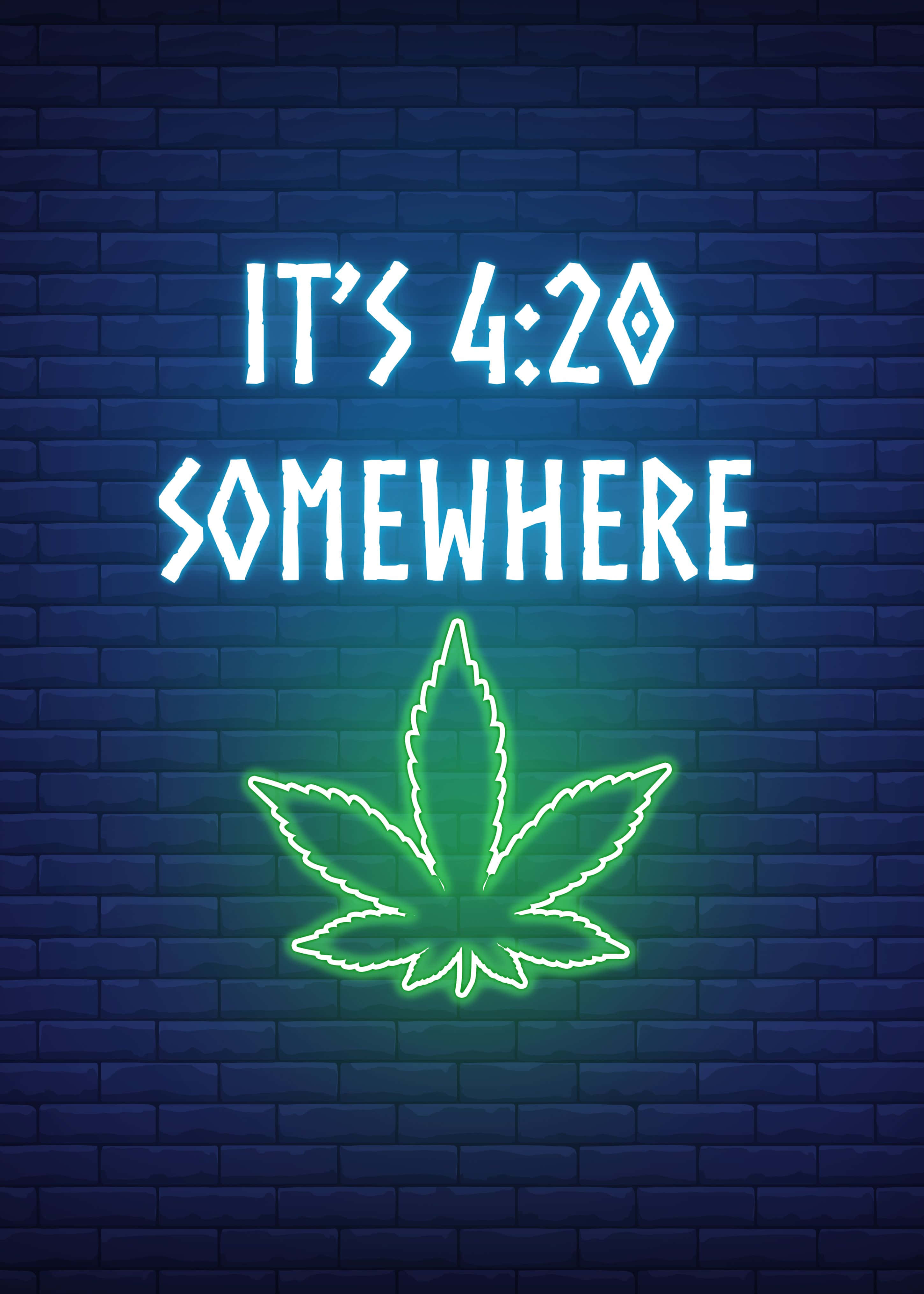 4:20, neon sign, marijuana leaf, 4K Phone Wallpaper